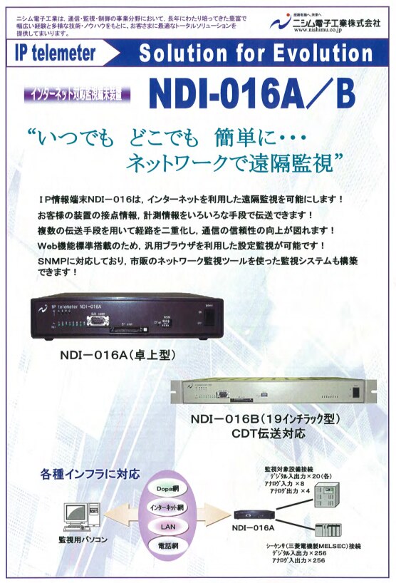 インターネット対応監視端末装置 NDI-016A/B