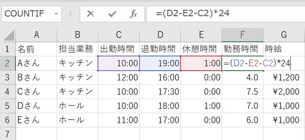 シフト時間の計算 シフト人件費の計算に使える エクセル関数まとめ シフオプ