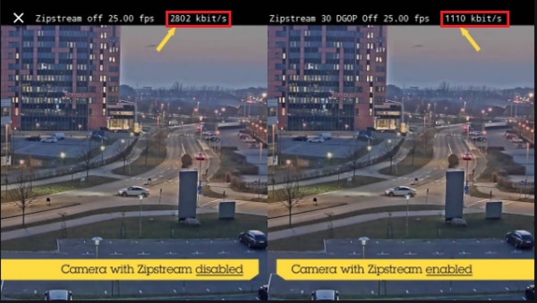 Zipstream有り/無しでの録画ファイル容量比較