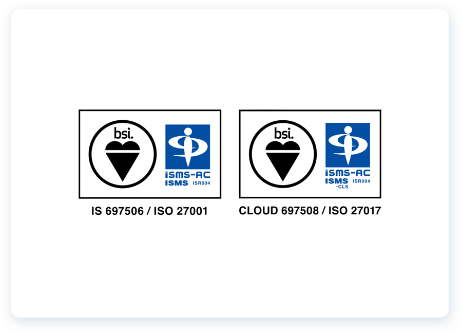 「ISO/IEC 27017:2015」と「ISO/IEC 27001:2013」のロゴ