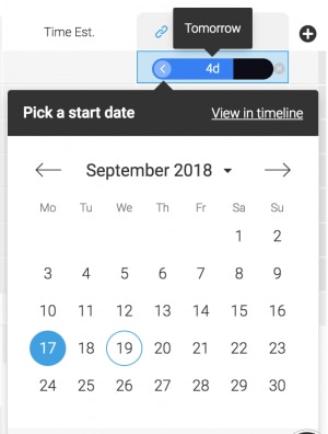 Timelineカラムとカレンダーと連携