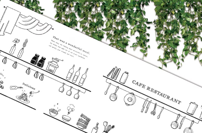 グリーン　カフェモチーフデザイン