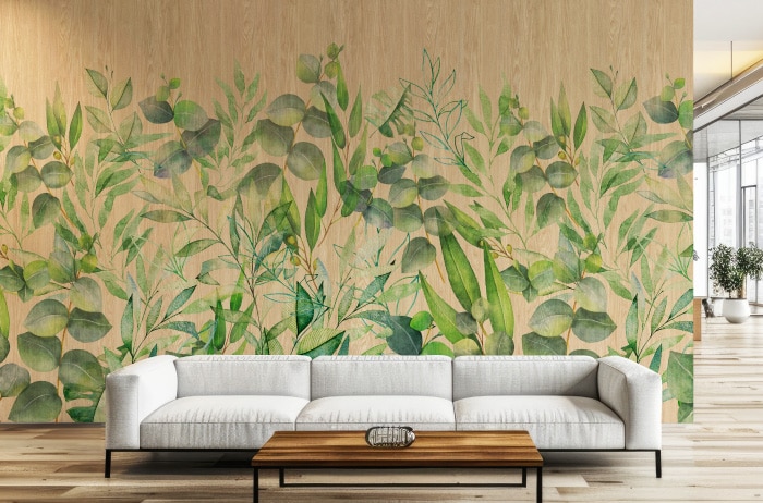 ボタニカルイラスト×木目