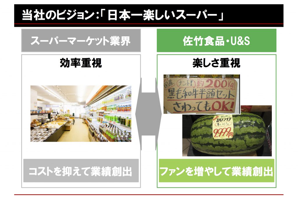 写真：佐竹食品株式会社・株式会社U&S　当社のビジョン：「日本一楽しいスーパー」