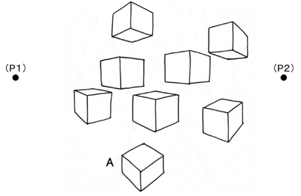 フリーハンドで描いた立方体