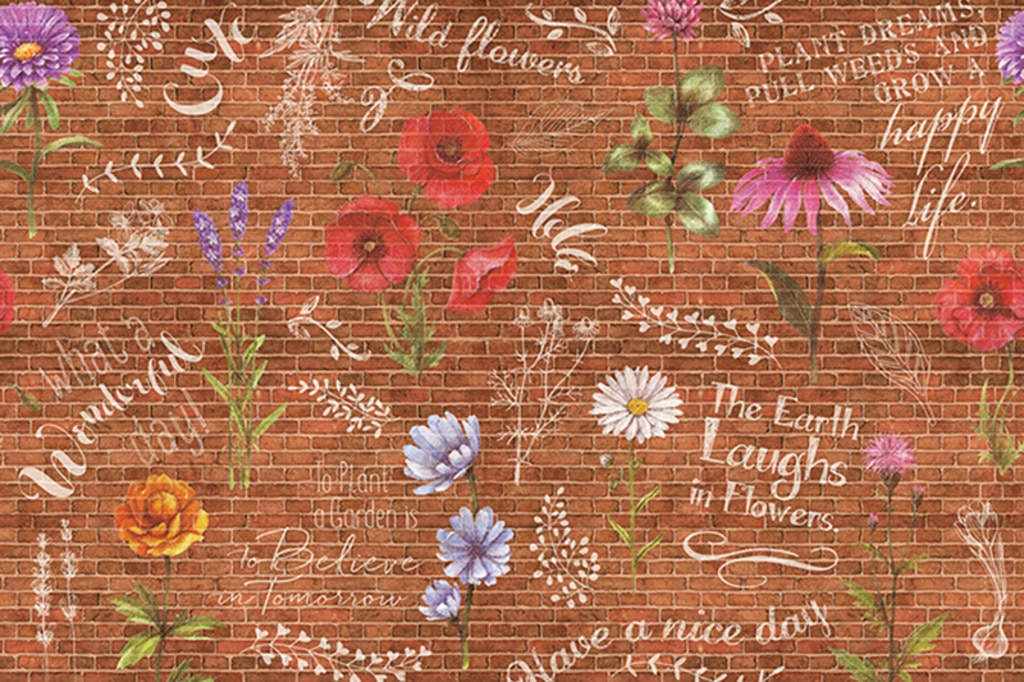 BRITISHI GARDEN ブルックリンスタイルに合う合う花柄レンガ壁紙