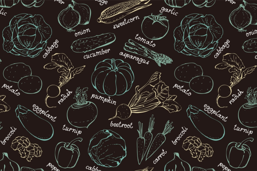 野菜のチョークアート風壁紙画像