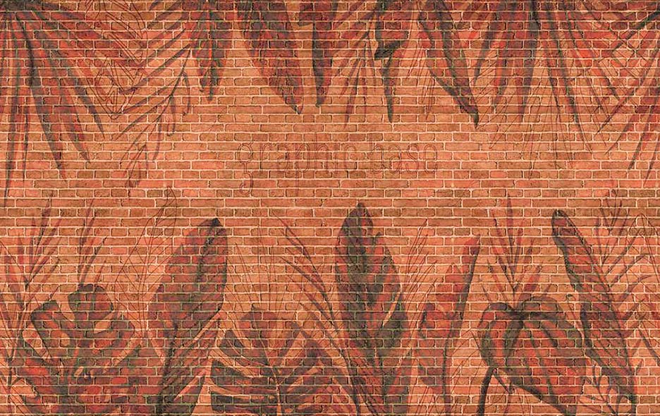 植物が描かれたおしゃれなレンガ