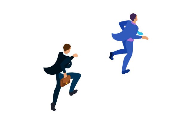 スーツを着た男性が走るイラスト