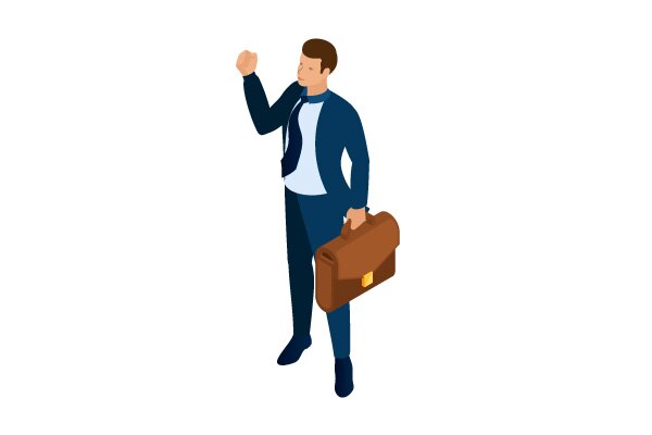 スーツを着た男性が手を振るイラスト