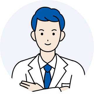 腕を組んでいる若手医師のイラスト