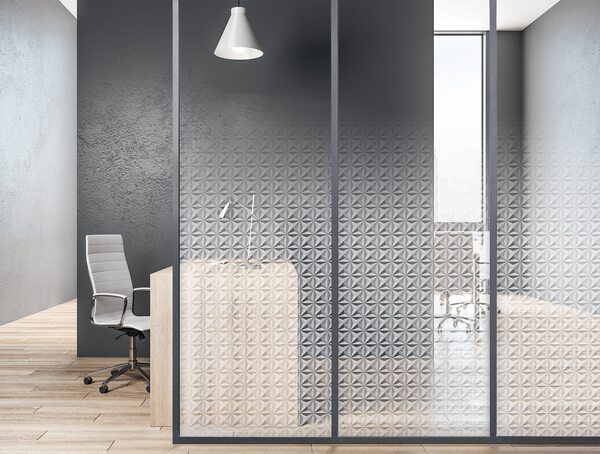 オフィスに上品な切子柄のガラスフィルム