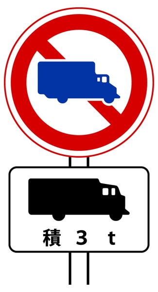 補助標識がなければ最大積載量4tのトラックは通行可能