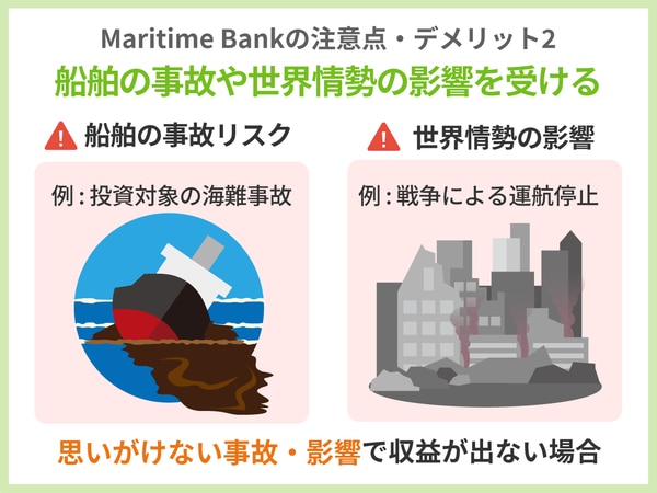 Maritime Bankの注意点・デメリット2.船舶の事故や世界情勢の影響を受ける