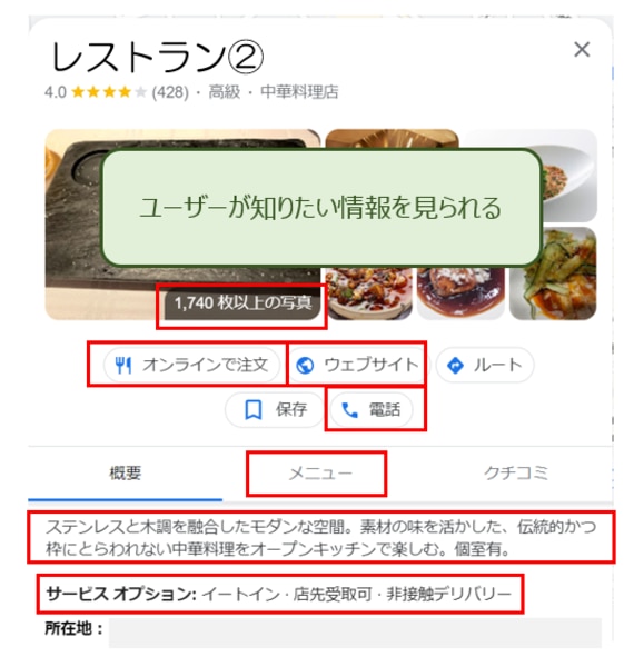 ユーザーが知りたい情報を見られる