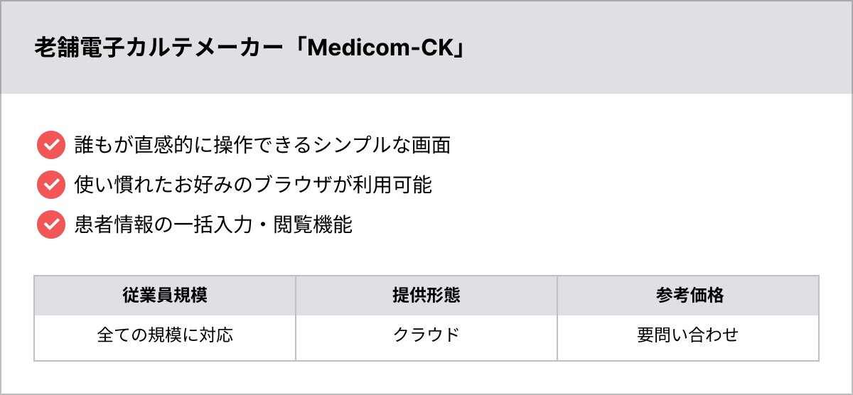 老舗電子カルテメーカー「Medicom-CK」