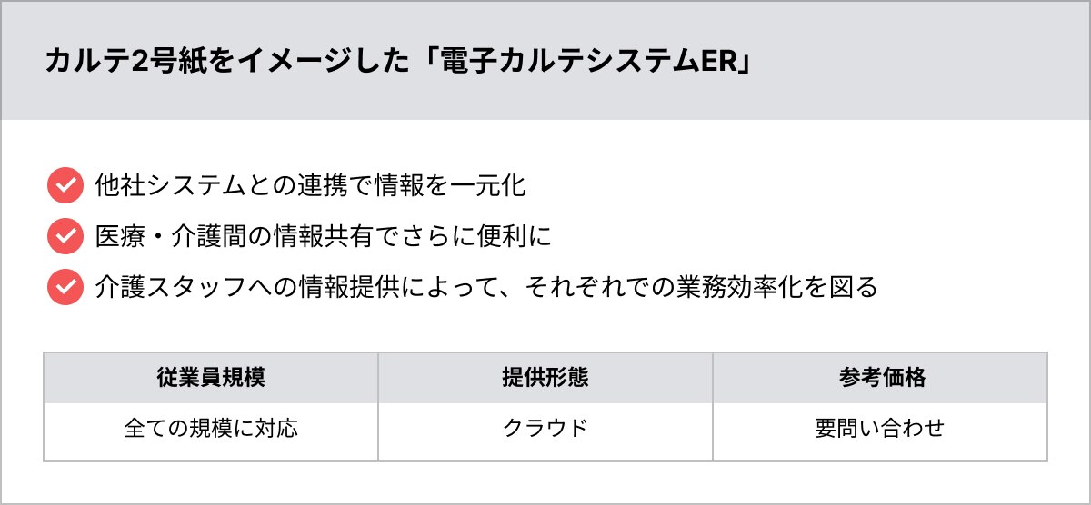 カルテ2号紙をイメージした「電子カルテシステムER」