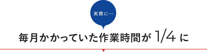 実際に…毎月かかっていた作業時間が1/4に