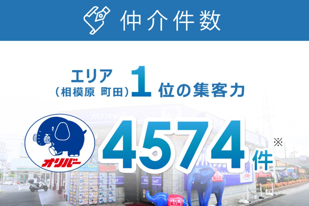 相模原・町田の不動産会社オリバーの仲介件数はエリアNo1の4574件です。