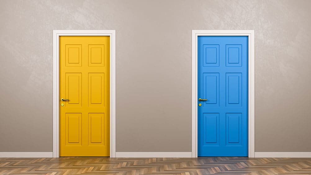 色の異なる2つの扉