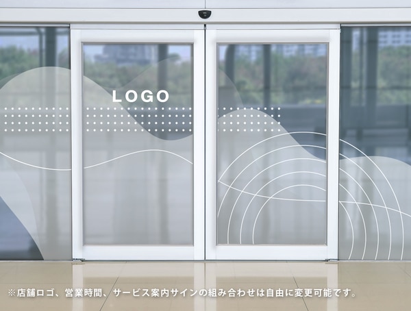 様々な曲線が交わったデザインのガラスフィルム