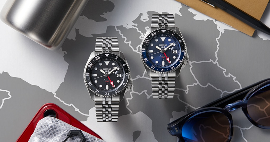セイコー5 スポーツ メカニカル GMTモデル SBSC003 ブルー 腕時計 - 時計