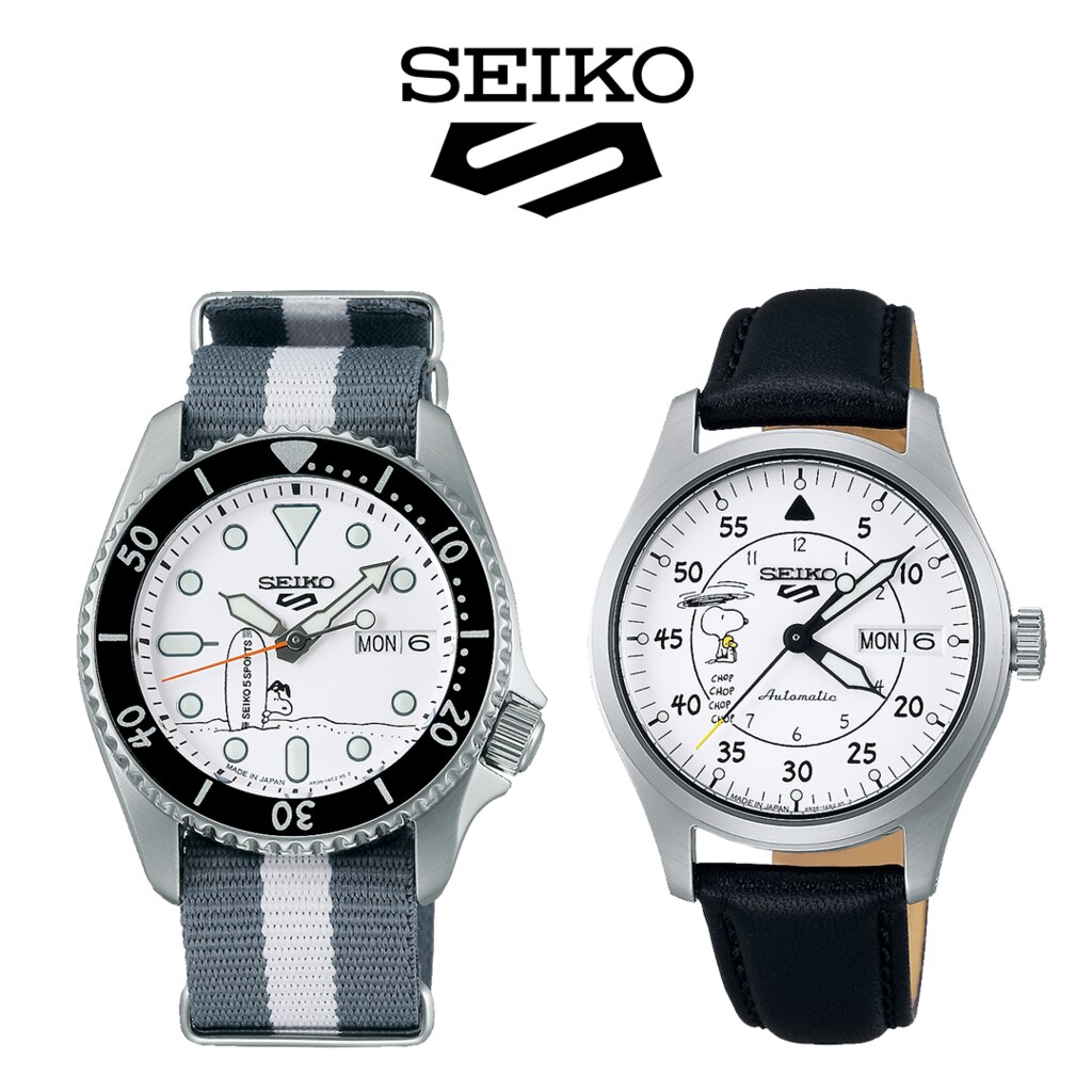 白木/黒塗り 送料込み SEIKO５ スヌーピー SBSA233 PEANUTS コラボ