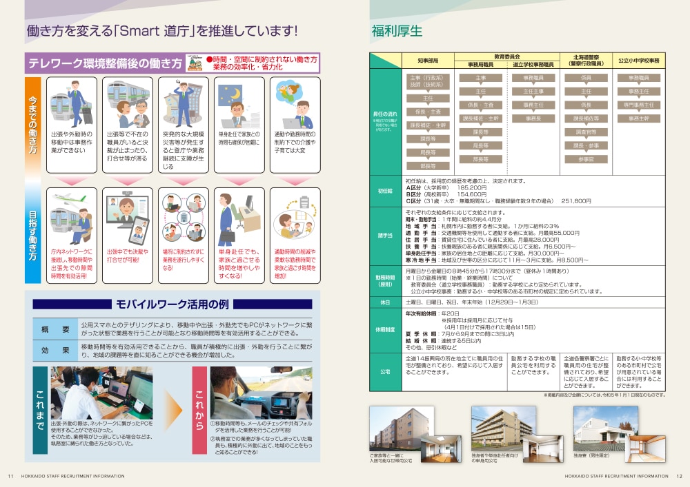FSC認証紙を使用した北海道職員採用A4パンフレット本文P11-12