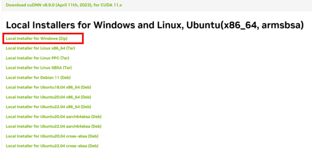 Local intallers for Windows and Linx,Ubuntu(x86_64,armsbsa)画面