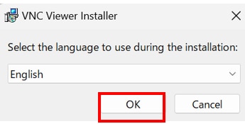 VNC Viewer Installer　言語の選択