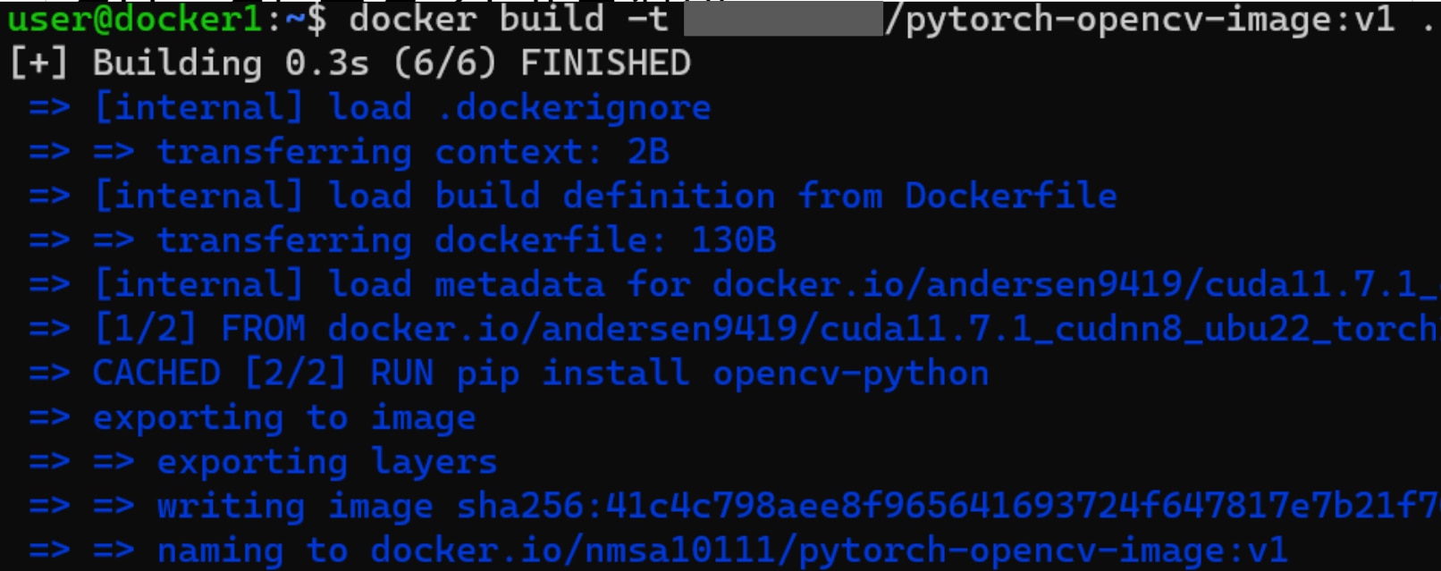 docker build -t nmsa10111/pytorch-opencv-image:v1 .