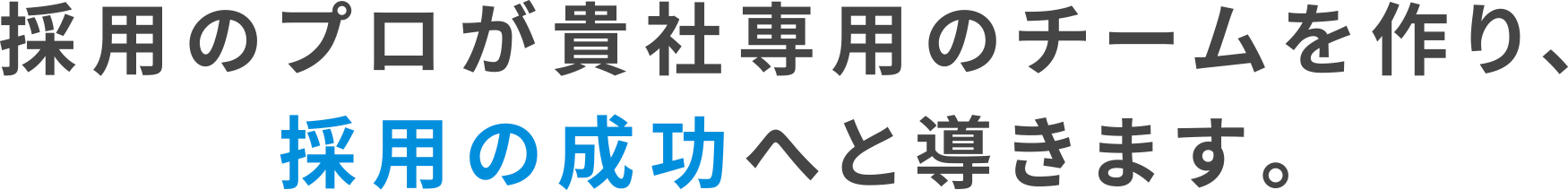 採用のプロが貴社専用のチームを作り、採用の成功へと導きます。