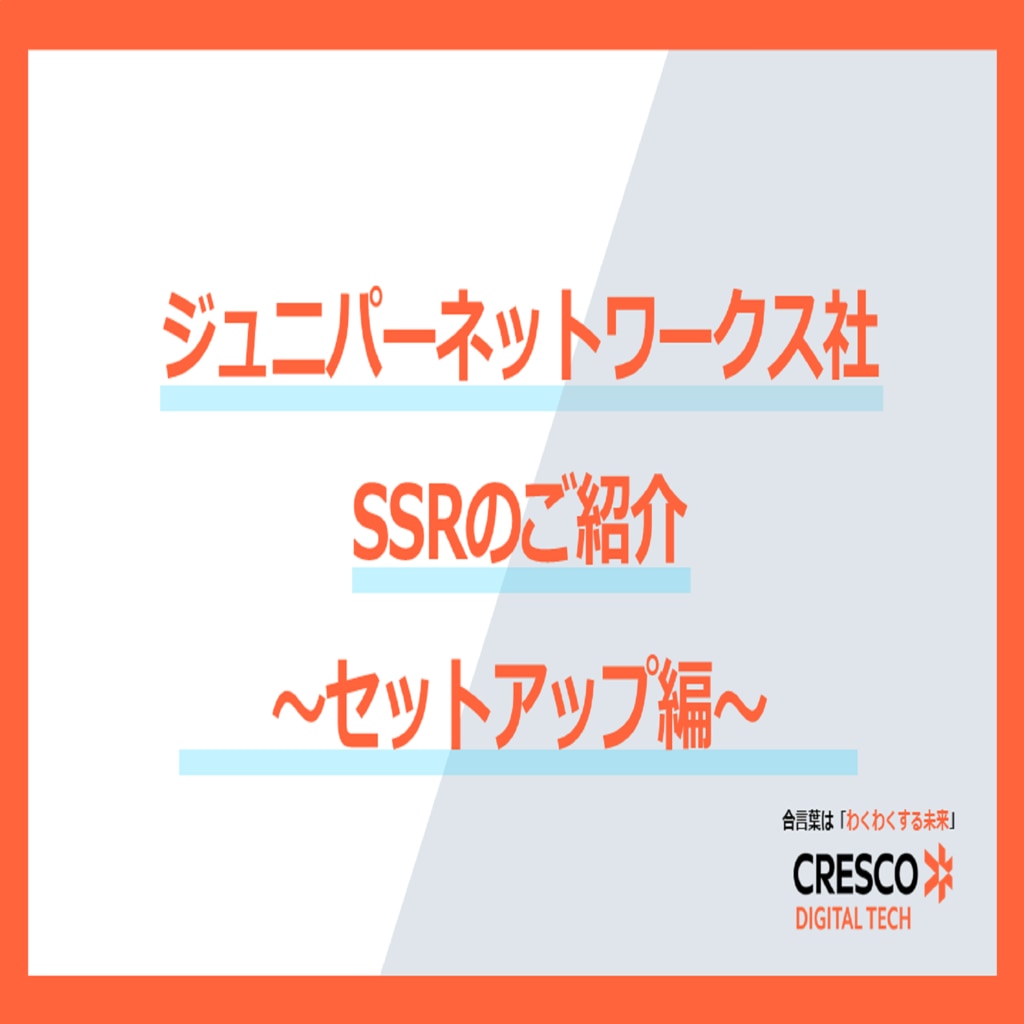 ジュニパーネットワークス社 SSRのご紹介～セットアップ編
