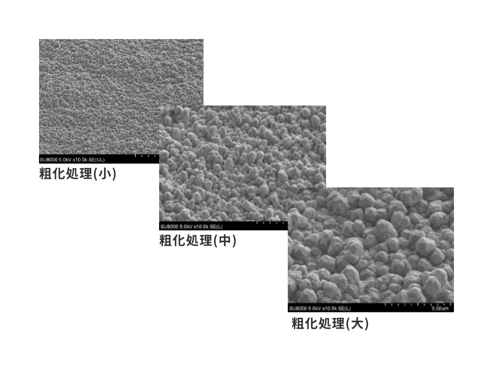 粗化処理(小) 粗化処理(中)粗化処理(大)