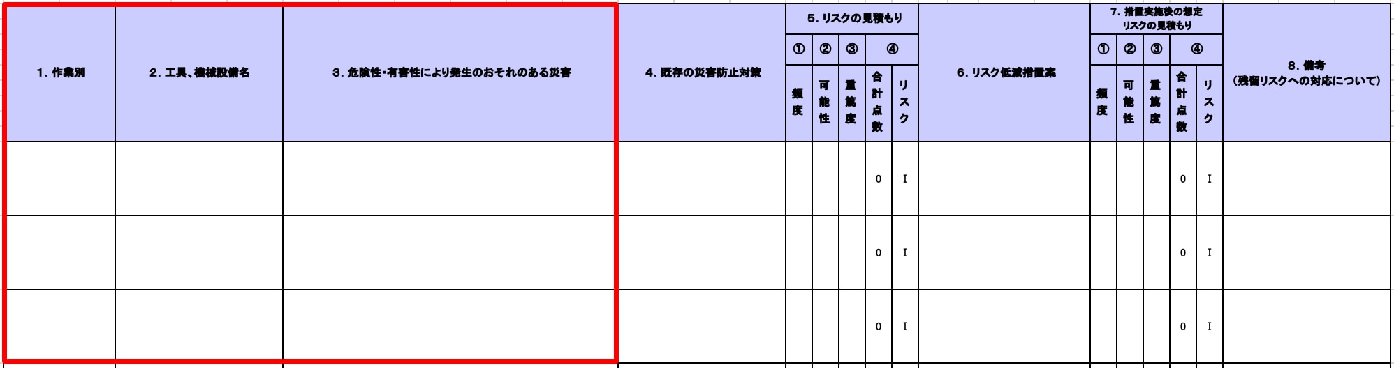 【記入箇所】リスク特定