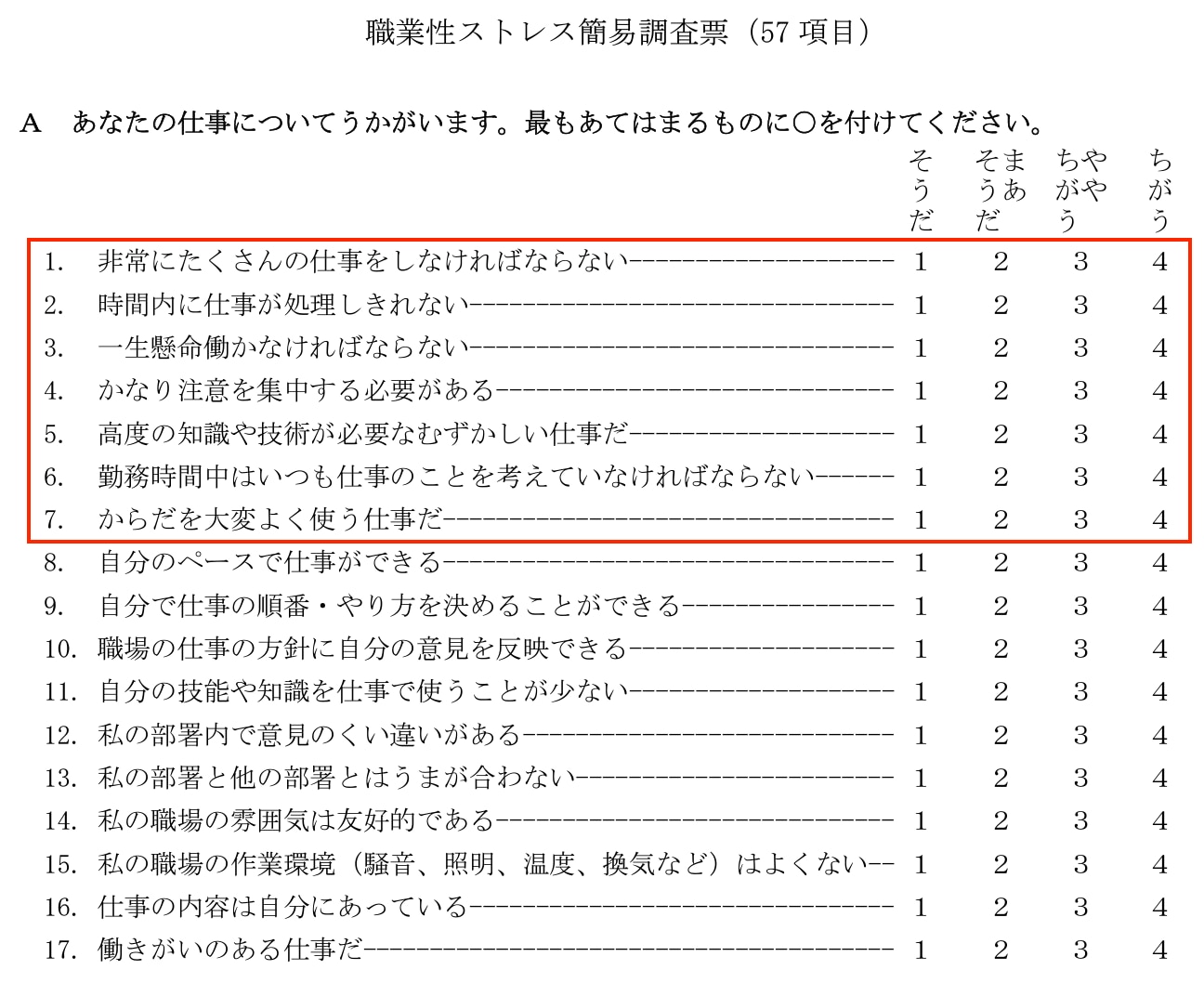 仕事ー量的負荷