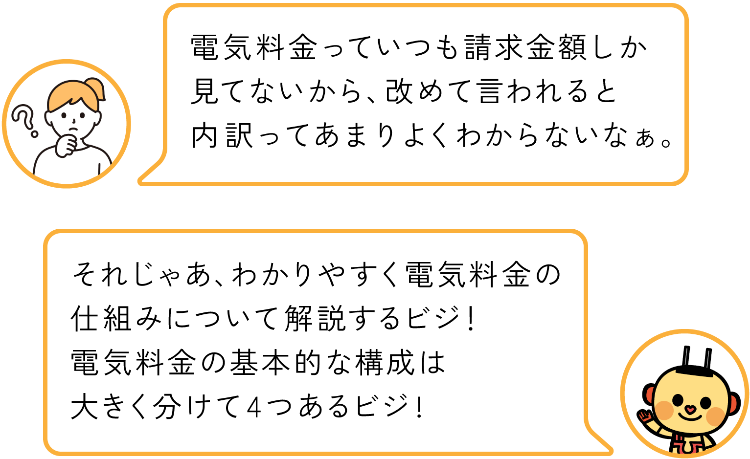 電気料金の基本的な構成の会話