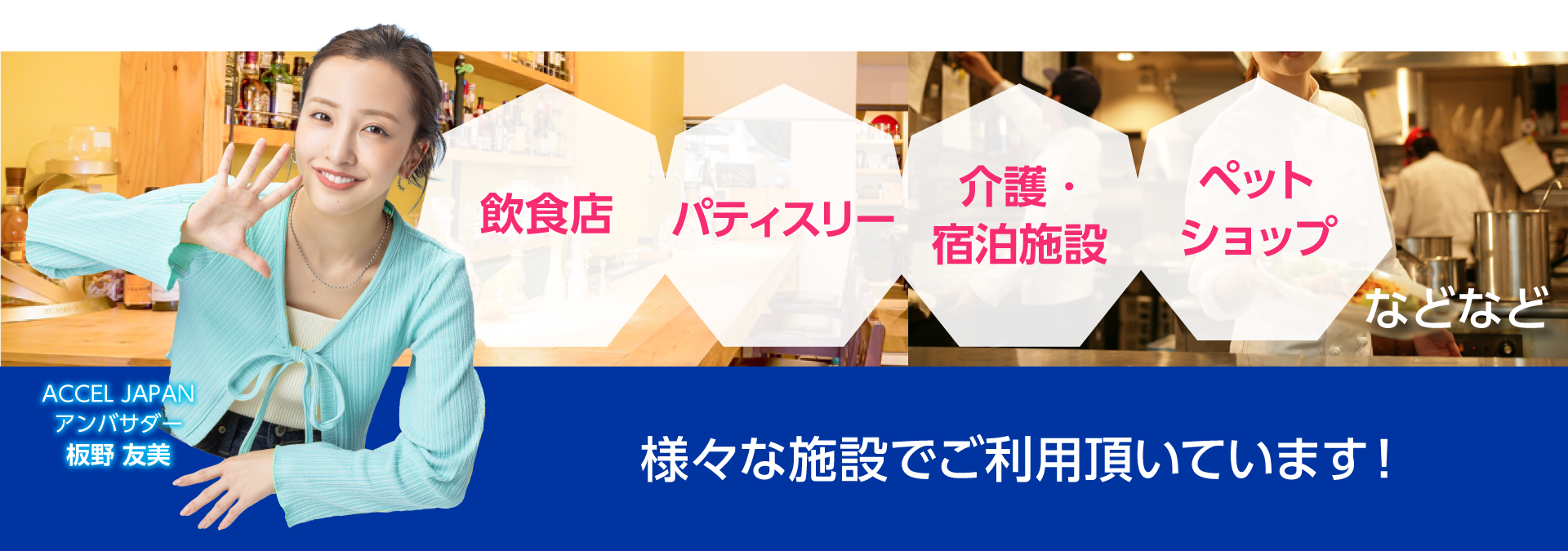 飲食店、パティスリー、介護・宿泊施設、ペットショップなど様々な施設でご利用いただいています