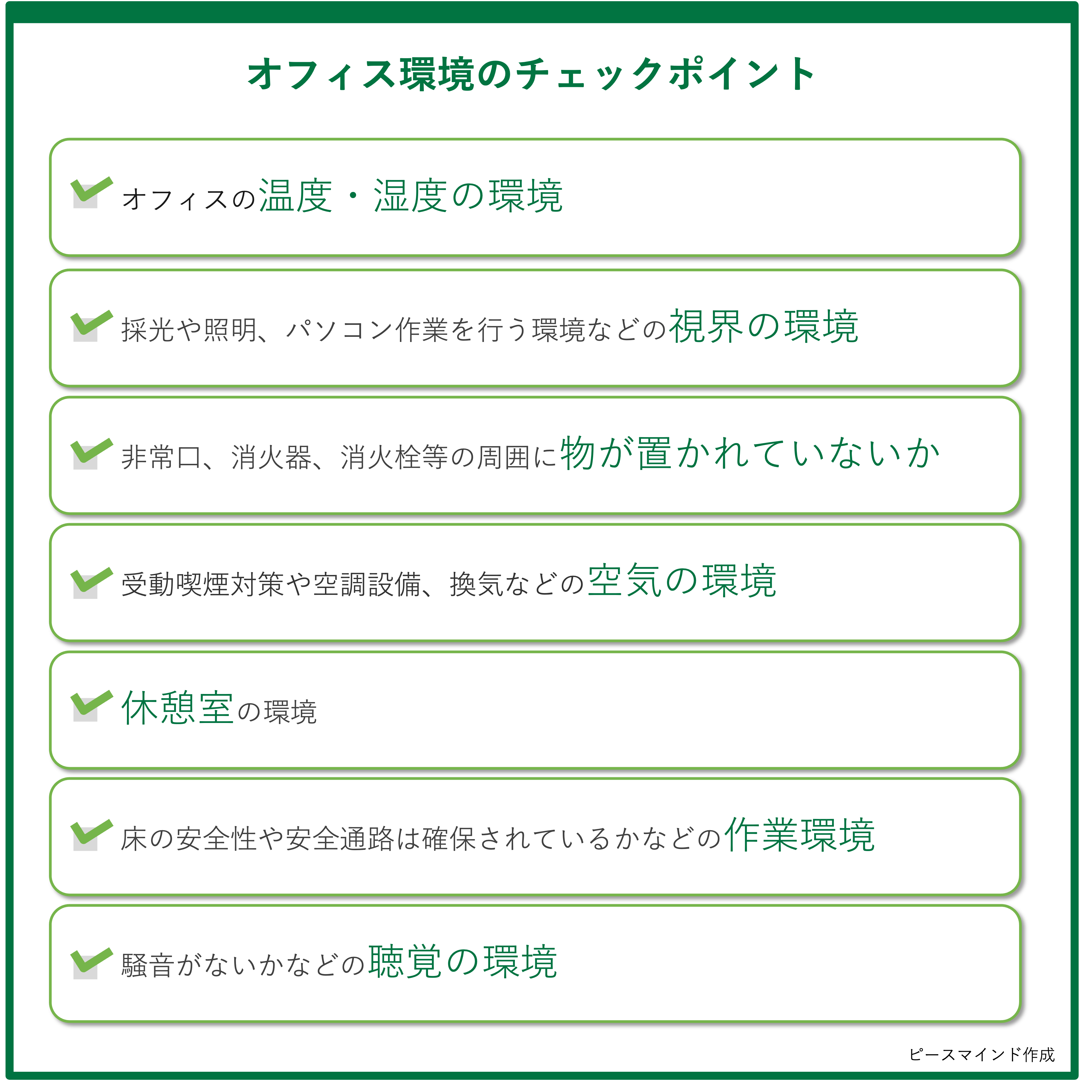 オフィスの職場巡視チェックポイント