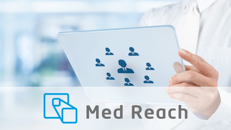 被験者募集サービスのイメージとMed Reachのロゴ