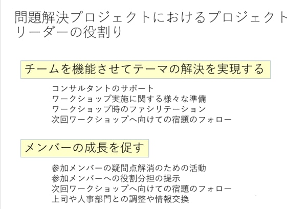 問題解決におけるプロジェクトリーダーの役割