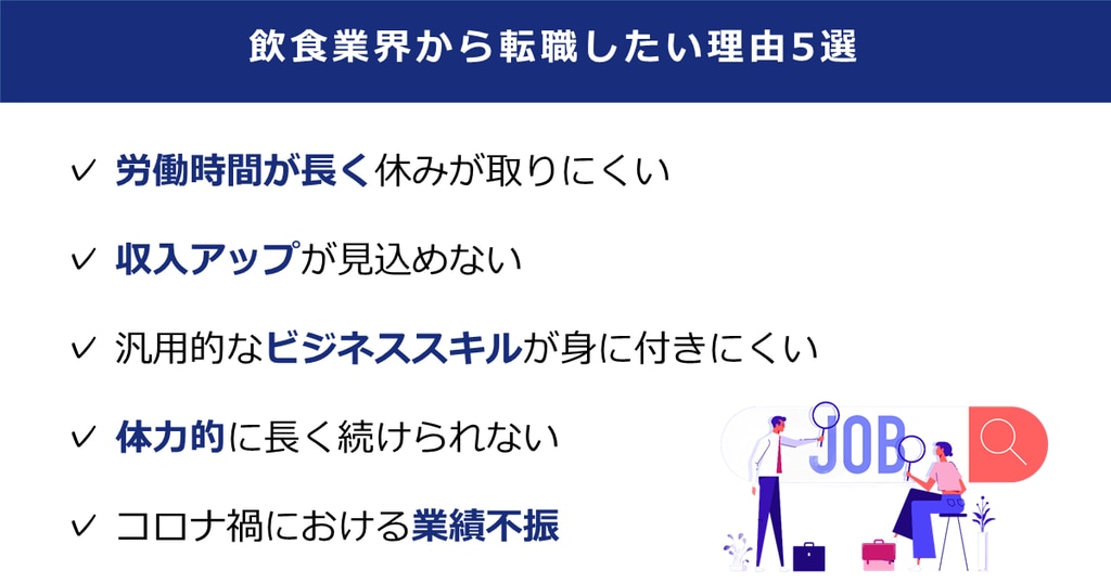 飲食業界から転職したいと考える5つの理由