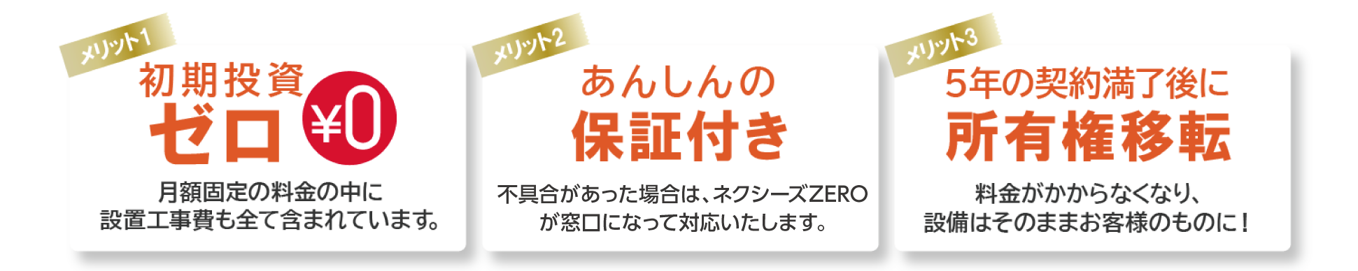 ネクシーズZEROならスチコンが初期投資0円で保証付き、契約満了後は設備がお客様のものに