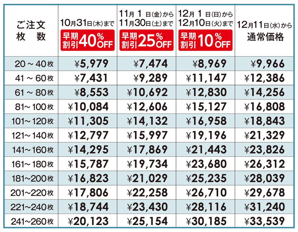 2025年賀状印刷価格表|オリジナル年賀状印刷はMBE 2025年賀状印刷価格表|オリジナル年賀状印刷はMBE