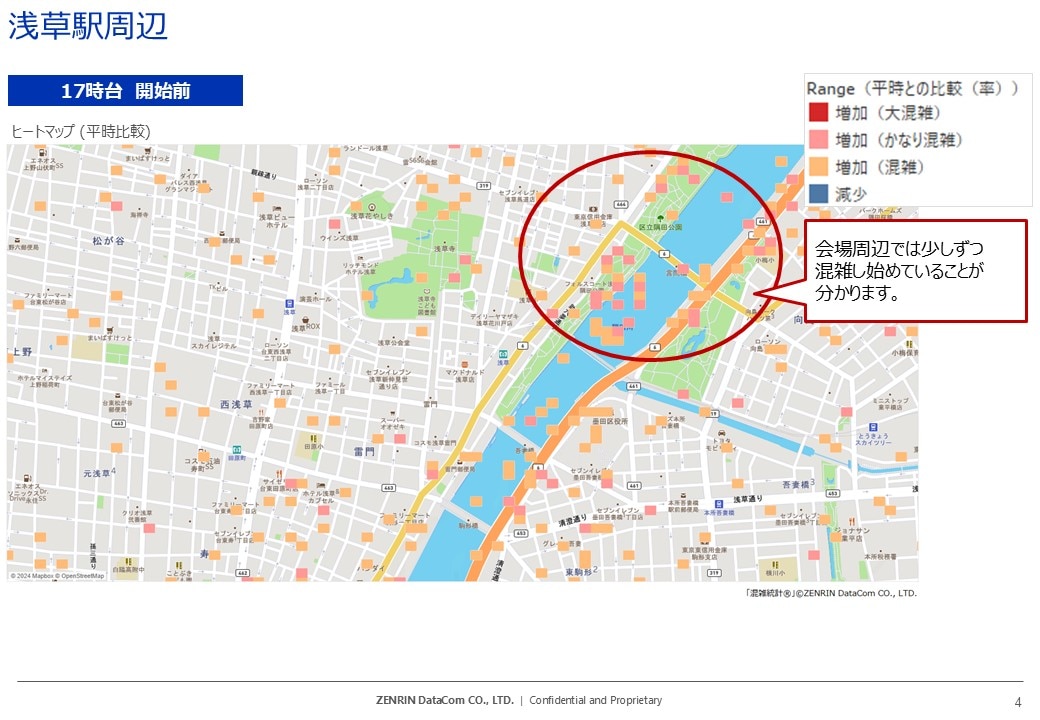 隅田川花火大会2024はどこが混雑していたのか？人流データを使い徹底