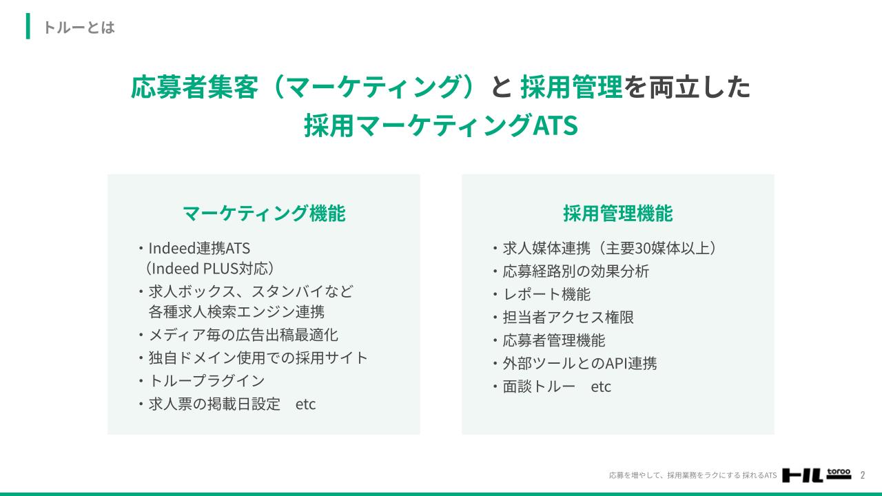 トルーサービス説明資料～人材紹介・人材派遣～ サンプル（トルーとは）