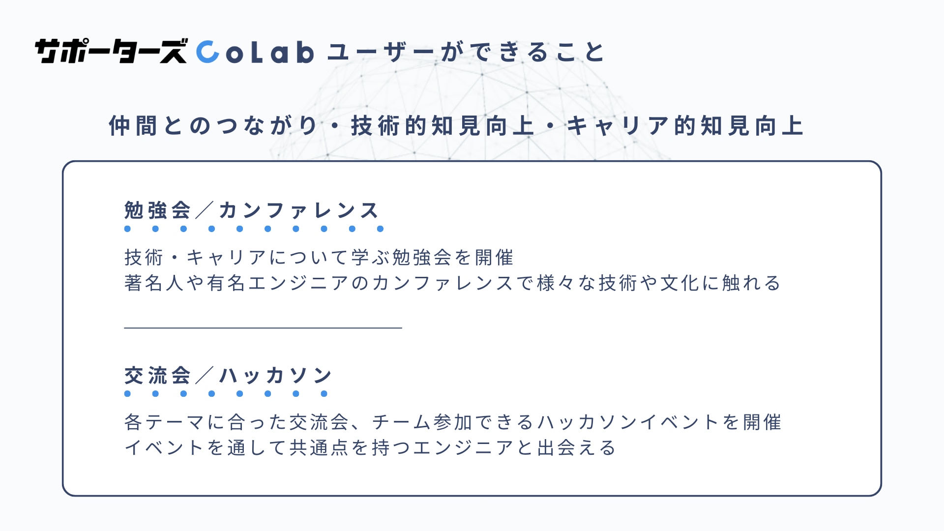 サポーターズCoLabでできること