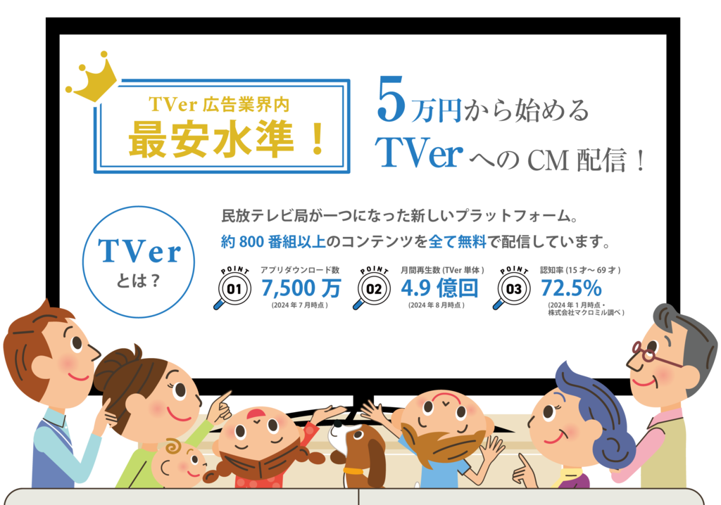 【TVer広告業界内最安水準】5万円から始めるTVerへのCM配信！