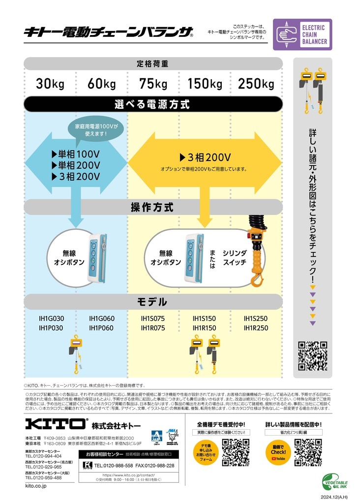 電動チェーンバランサ | 電動チェーンバランサ | 株式会社キトー 電動チェーンバランサ | 電動チェーンバランサ | 株式会社キトー