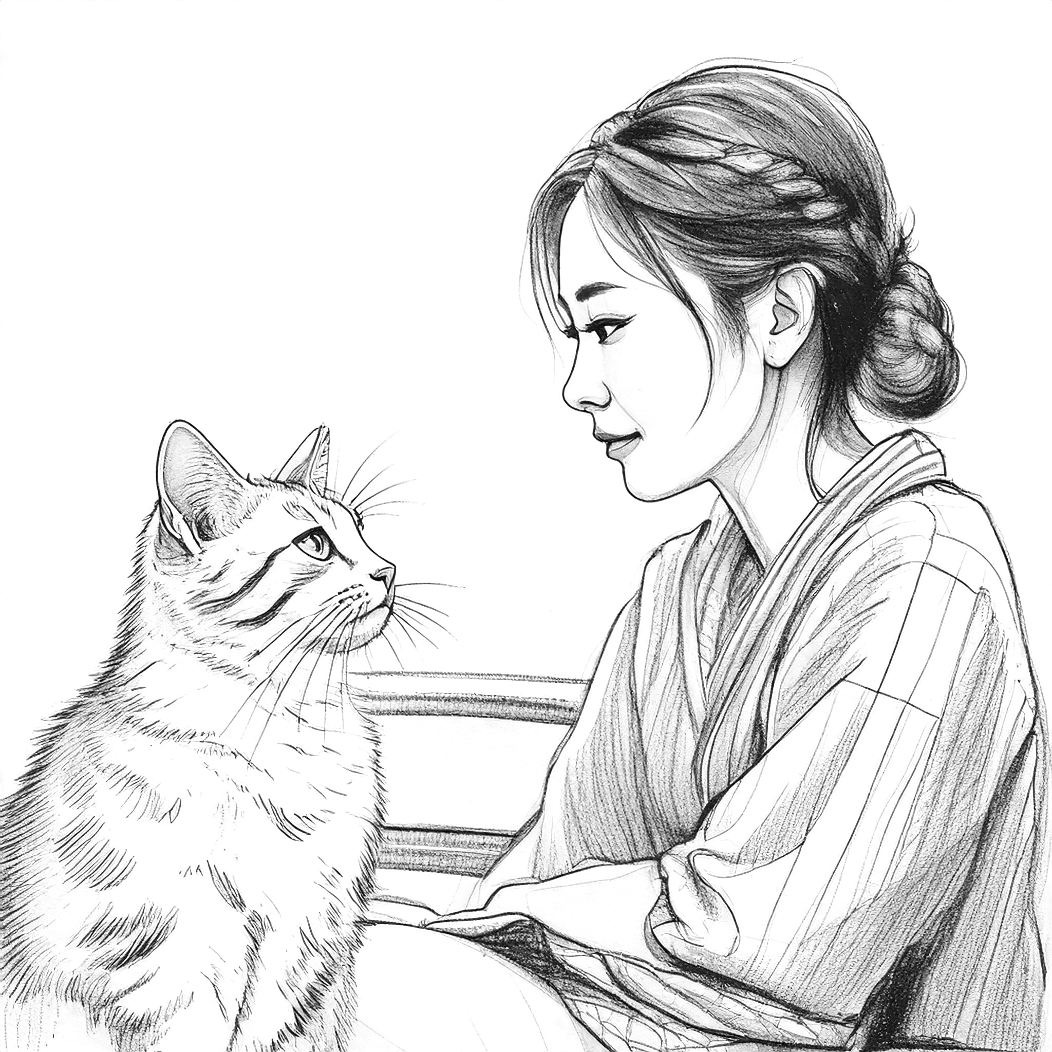 STORIES│猫と目を合わせる女性